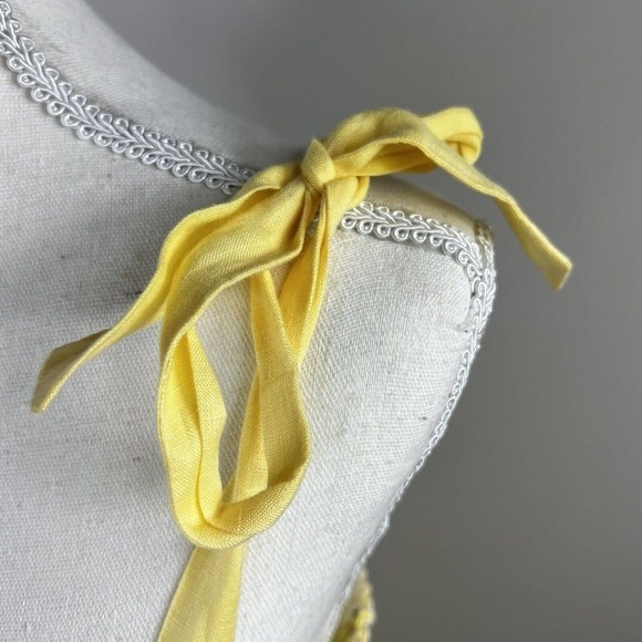 Lilly Pulitzer Cormick Yellow Linen Dress Size 6 Tie Shoulder Summer Beach - Picture 9 of 16